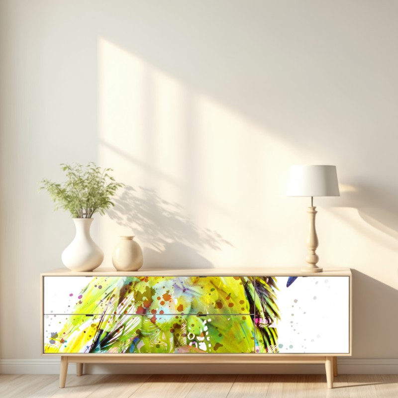 Naklejka repozycjonowalna żywy portret papugi w akwareli – Wallissimo® Naklejka repozycjonowalna żywy portret papugi w akwareli – Wallissimo®