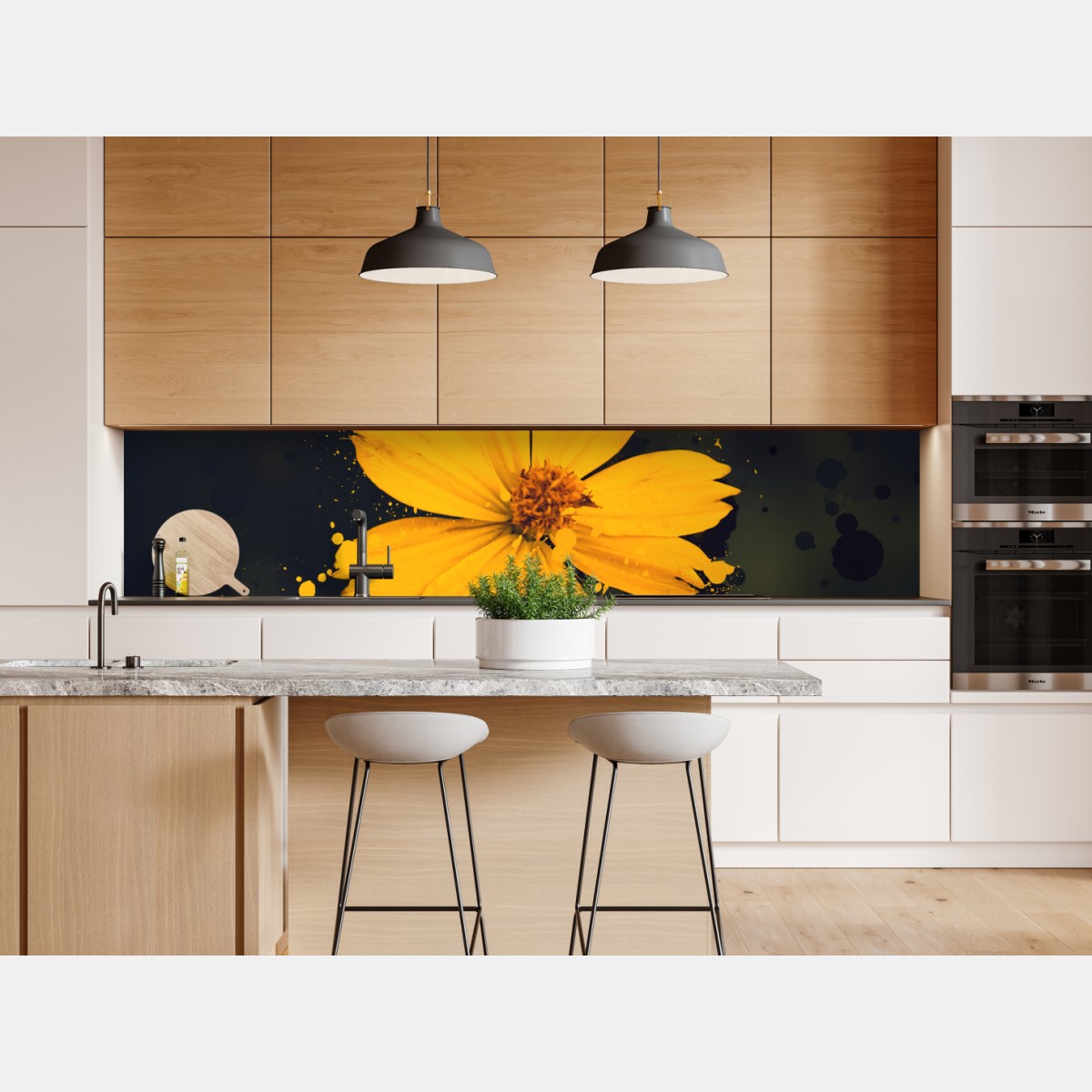 Naklejka repozycjonowalna intensywny żółty kwiat na ciemnym tle – Wallissimo® Naklejka repozycjonowalna intensywny żółty kwiat na ciemnym tle – Wallissimo®