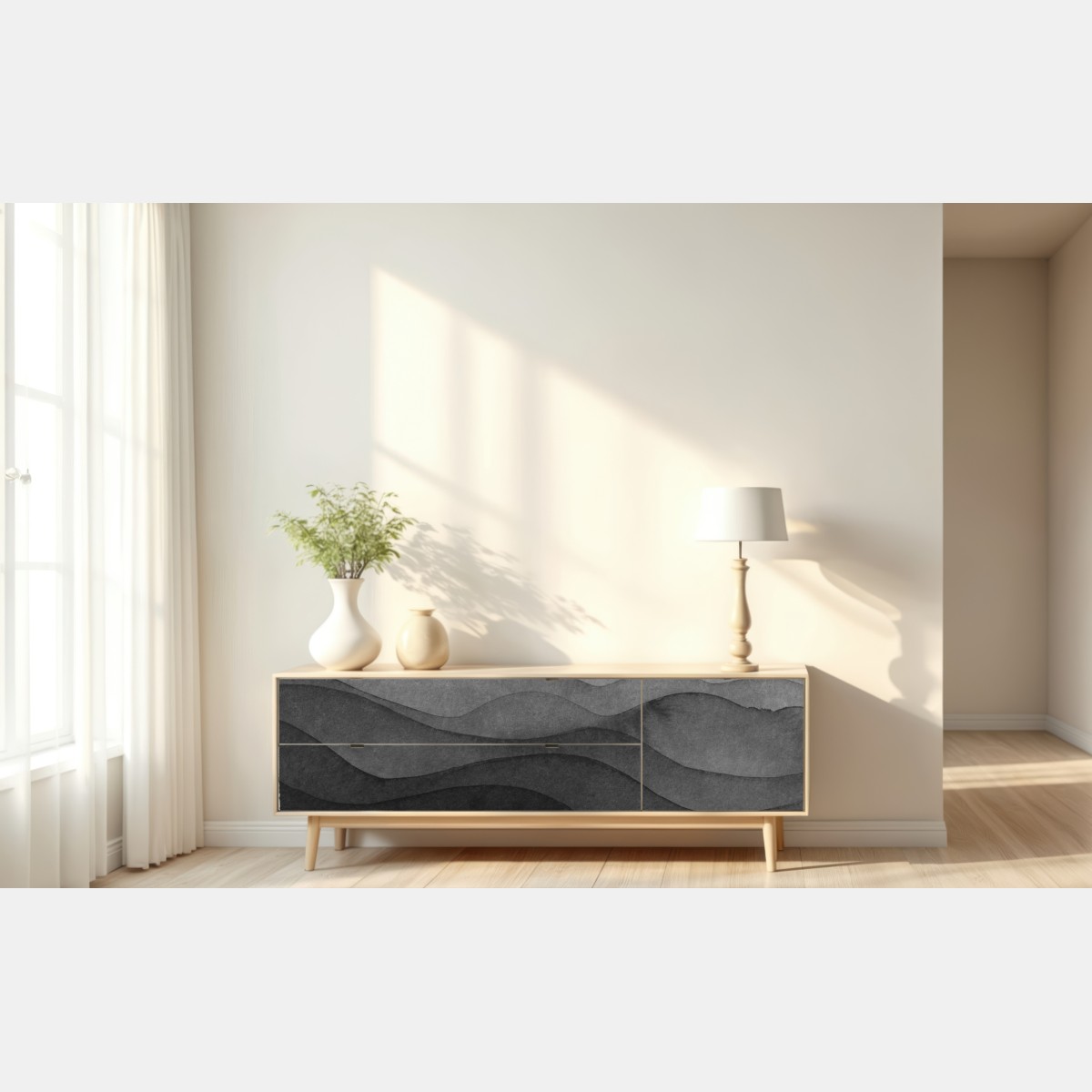 Naklejka repozycjonowalna monochromatyczne warstwowe góry – Wallissimo® Naklejka repozycjonowalna monochromatyczne warstwowe góry – Wallissimo®