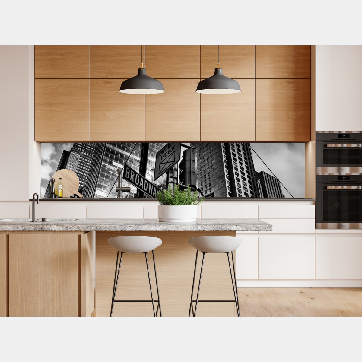 Naklejka repozycjonowalna Broadway i W 57 St — miejska panorama w czerni i bieli – Wallissimo® Naklejka repozycjonowalna Broadway i W 57 St — miejska panorama w czerni i bieli – Wallissimo®