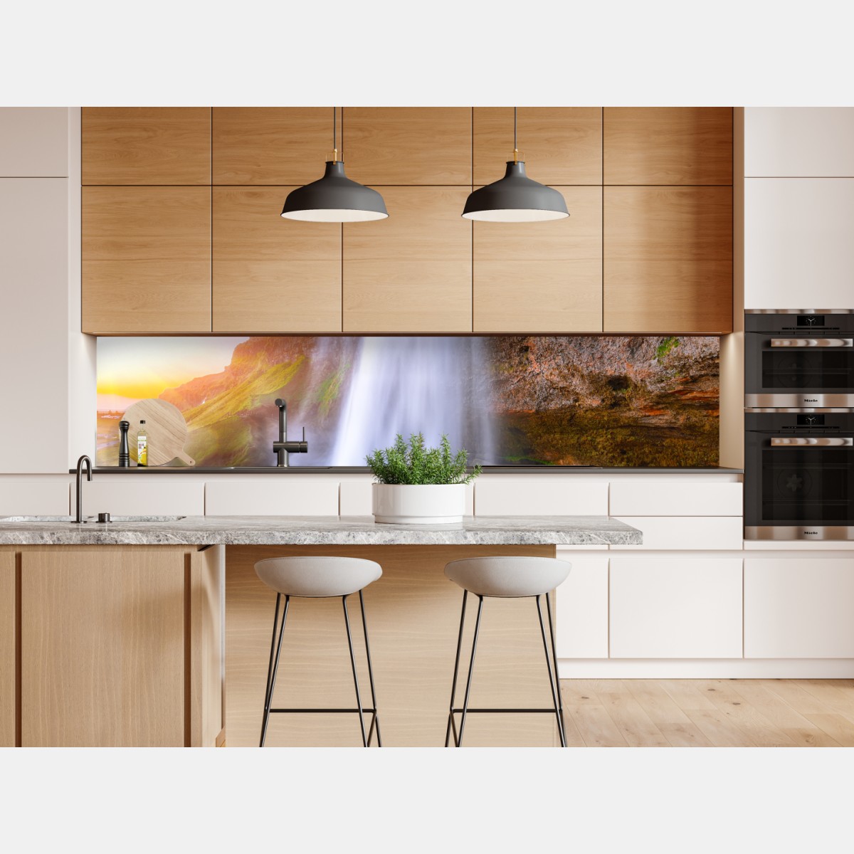 Naklejka repozycjonowalna Seljalandsfoss wodospad o zachodzie słońca – Wallissimo® Naklejka repozycjonowalna Seljalandsfoss wodospad o zachodzie słońca – Wallissimo®