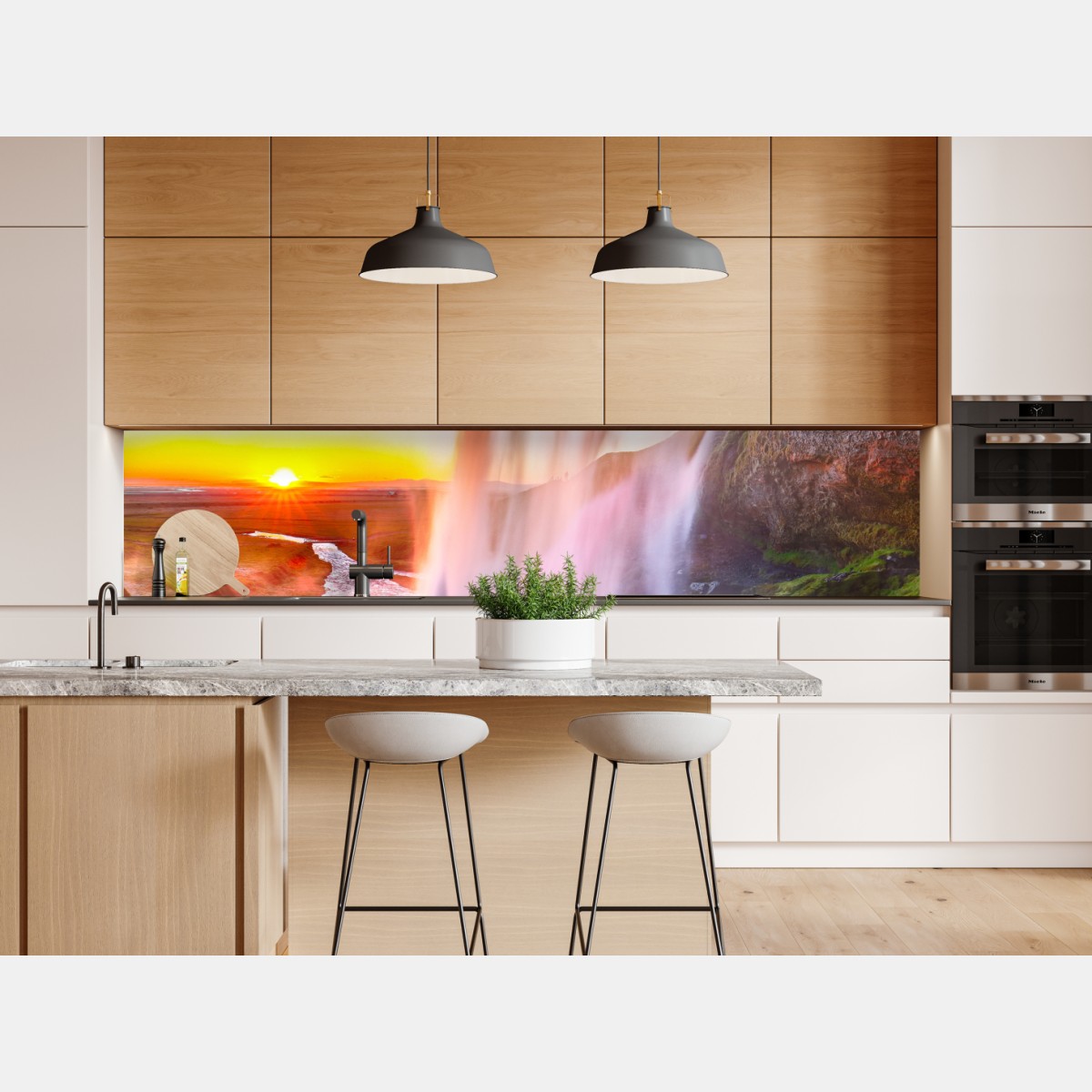 Naklejka repozycjonowalna Seljalandsfoss wodospad o zachodzie słońca – Wallissimo® Naklejka repozycjonowalna Seljalandsfoss wodospad o zachodzie słońca – Wallissimo®