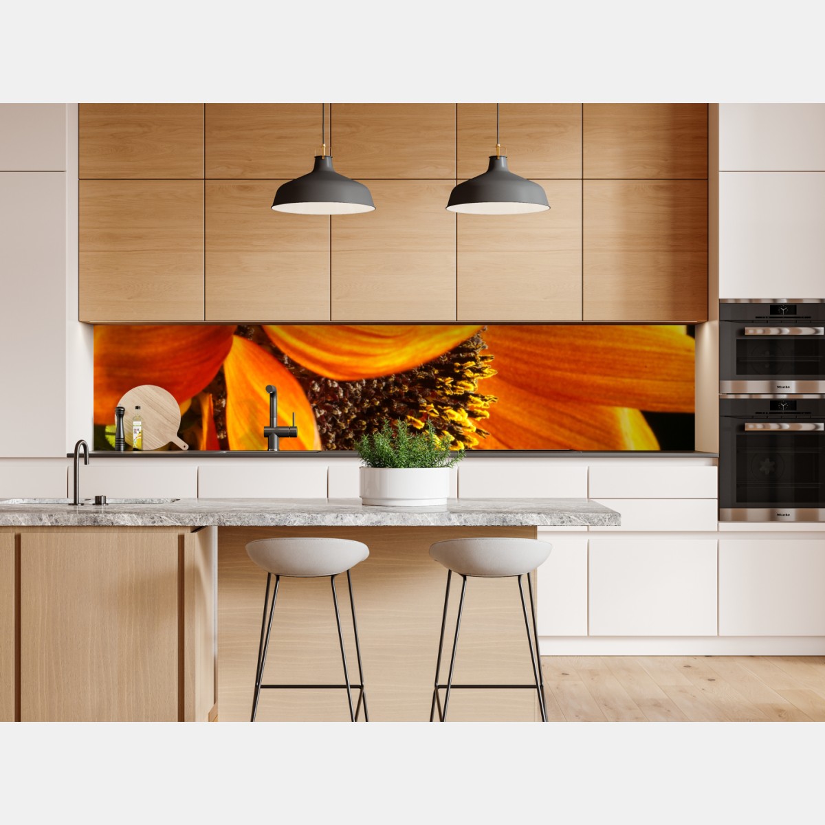 Naklejka repozycjonowalna intensywny pomarańczowy słonecznik zbliżenie – Wallissimo® Naklejka repozycjonowalna intensywny pomarańczowy słonecznik zbliżenie – Wallissimo®