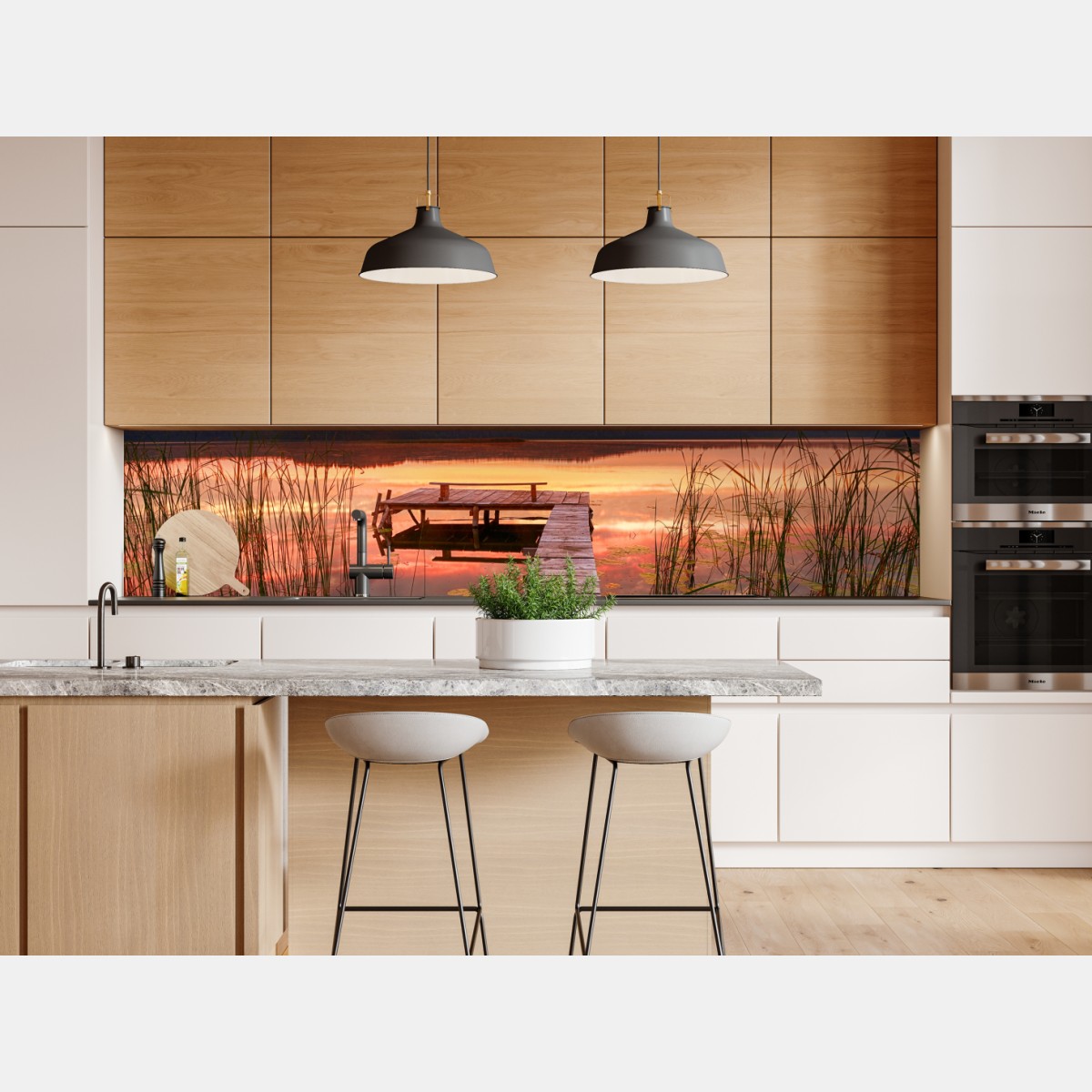 Naklejka repozycjonowalna wschód słońca nad spokojnym jeziorem – Wallissimo® Naklejka repozycjonowalna wschód słońca nad spokojnym jeziorem – Wallissimo®