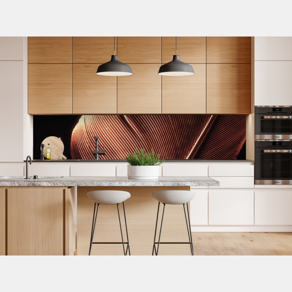 Naklejka repozycjonowalna złote pióro makro na czarnym tle – Wallissimo® Naklejka repozycjonowalna złote pióro makro na czarnym tle – Wallissimo®