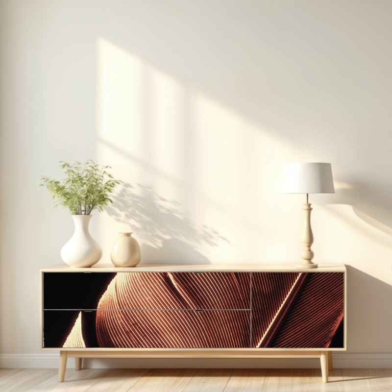 Naklejka repozycjonowalna złote pióro makro na czarnym tle – Wallissimo® Naklejka repozycjonowalna złote pióro makro na czarnym tle – Wallissimo®