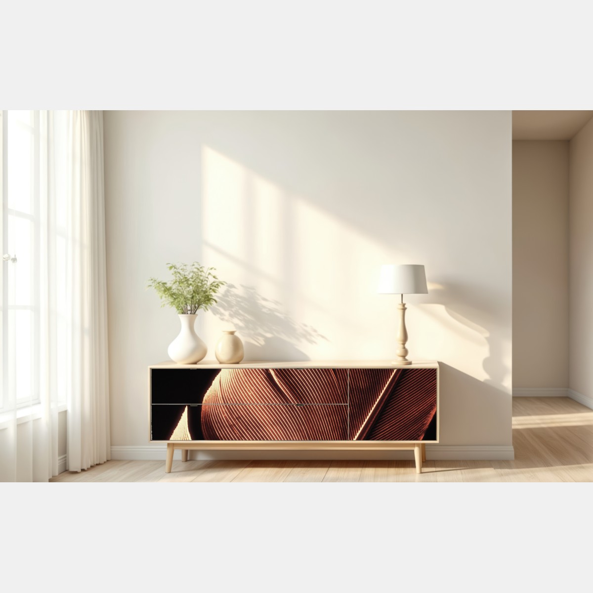 Naklejka repozycjonowalna złote pióro makro na czarnym tle – Wallissimo® Naklejka repozycjonowalna złote pióro makro na czarnym tle – Wallissimo®