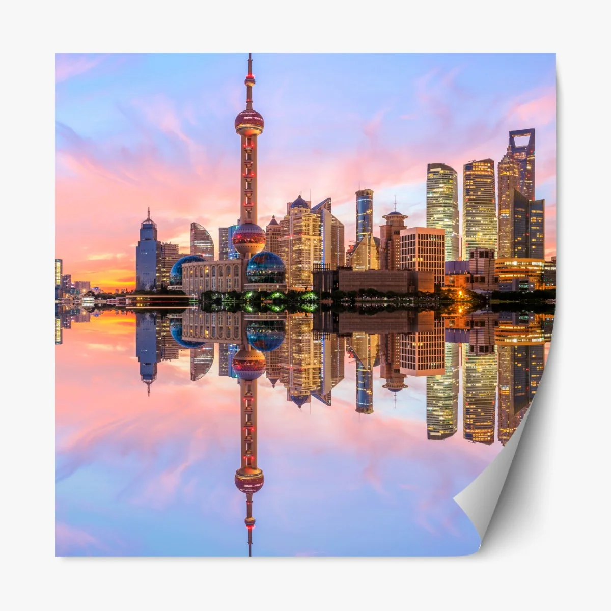 Naklejka repozycjonowalna Szanghaj o wschodzie słońca – Wallissimo® Naklejka repozycjonowalna Szanghaj o wschodzie słońca – Wallissimo®