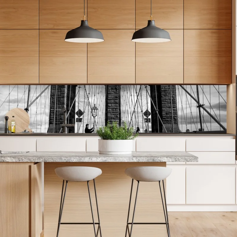 Naklejka repozycjonowalna słoneczna uliczka nad morzem z widokiem na zatokę – Wallissimo®