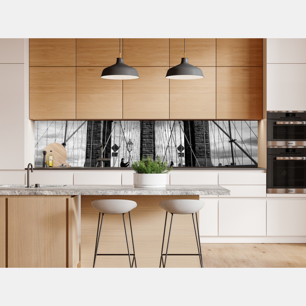 Naklejka repozycjonowalna most Brooklyński w monochromatycznej perspektywie – Wallissimo® Naklejka repozycjonowalna most Brooklyński w monochromatycznej perspektywie – Wallissimo®