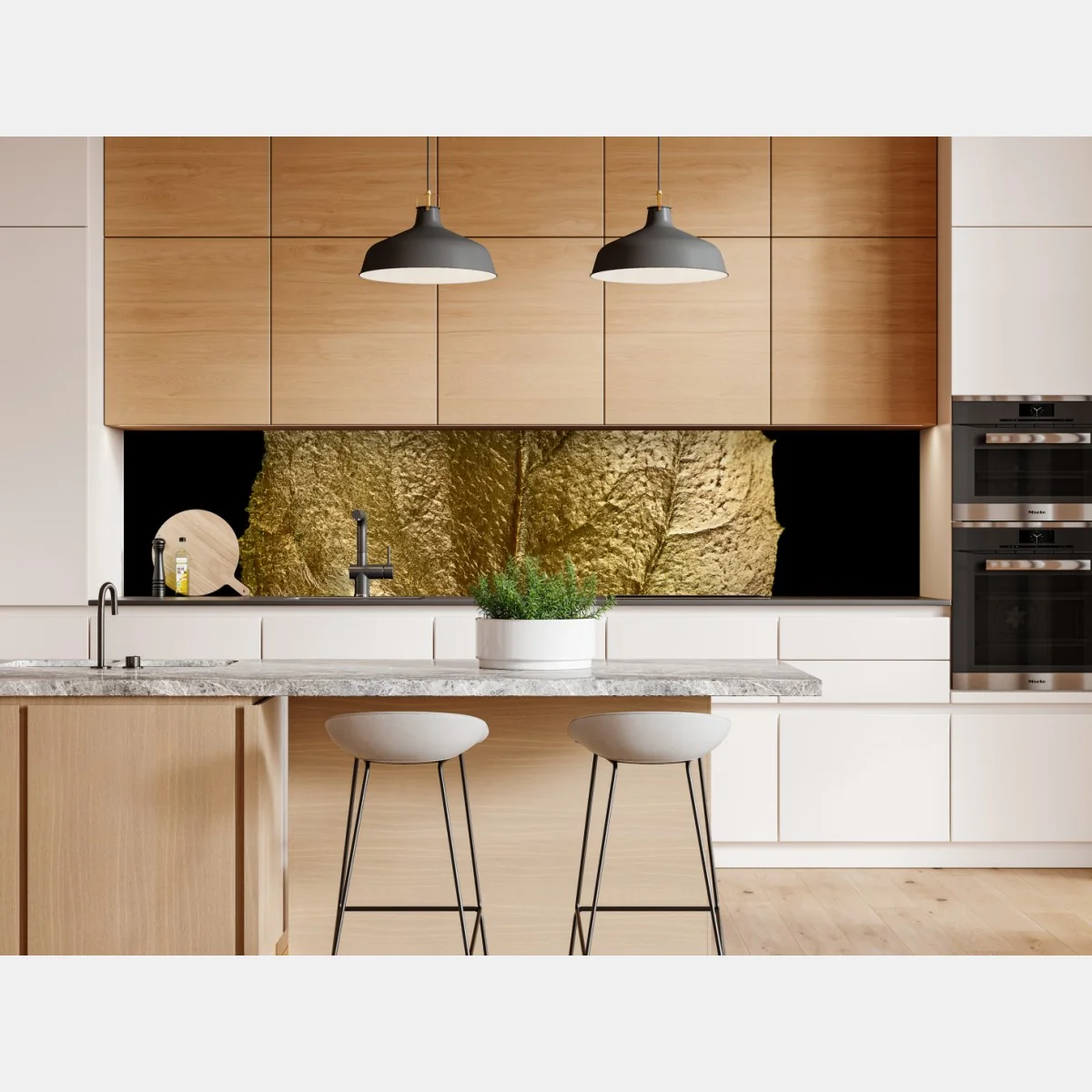 Naklejka repozycjonowalna złoty liść na czarnym tle – Wallissimo® Naklejka repozycjonowalna złoty liść na czarnym tle – Wallissimo®