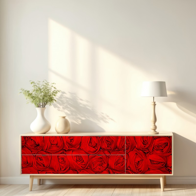 Naklejka repozycjonowalna nieskończone czerwone róże – Wallissimo® Naklejka repozycjonowalna nieskończone czerwone róże – Wallissimo®