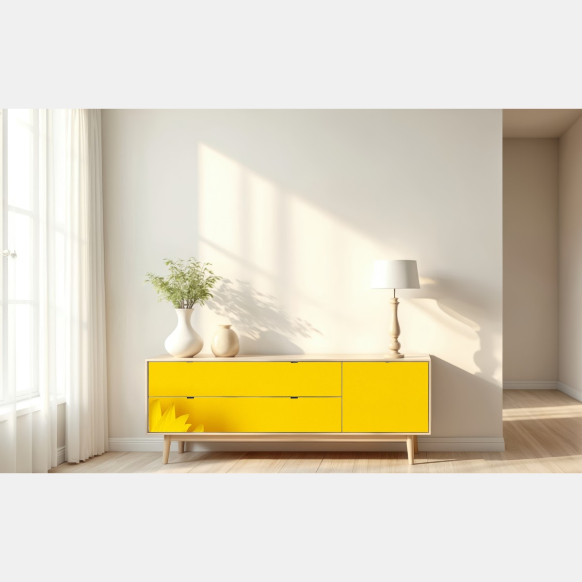 Naklejka repozycjonowalna trio słoneczników na żółtym tle – Wallissimo® Naklejka repozycjonowalna trio słoneczników na żółtym tle – Wallissimo®