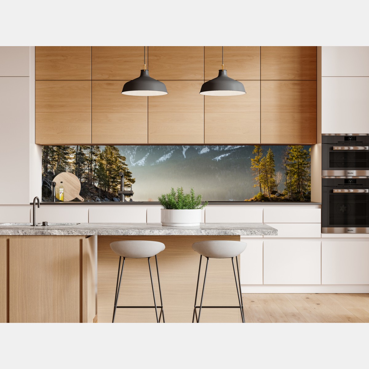 Naklejka repozycjonowalna odbicie górskie na jeziorze o poranku – Wallissimo® Naklejka repozycjonowalna odbicie górskie na jeziorze o poranku – Wallissimo®