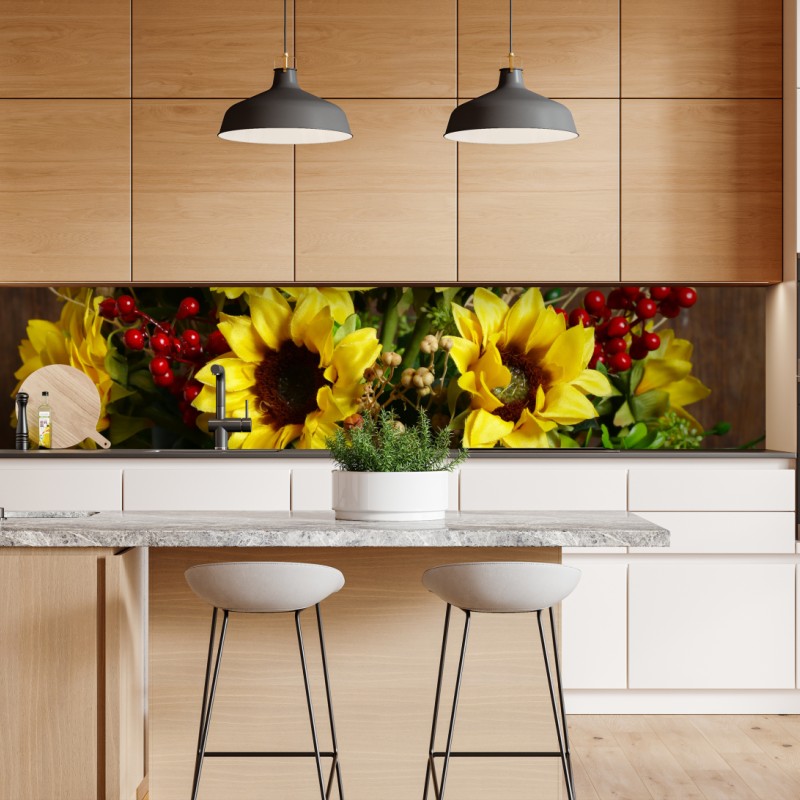 Naklejka repozycjonowalna czerwony botaniczny wzór liści – Wallissimo®