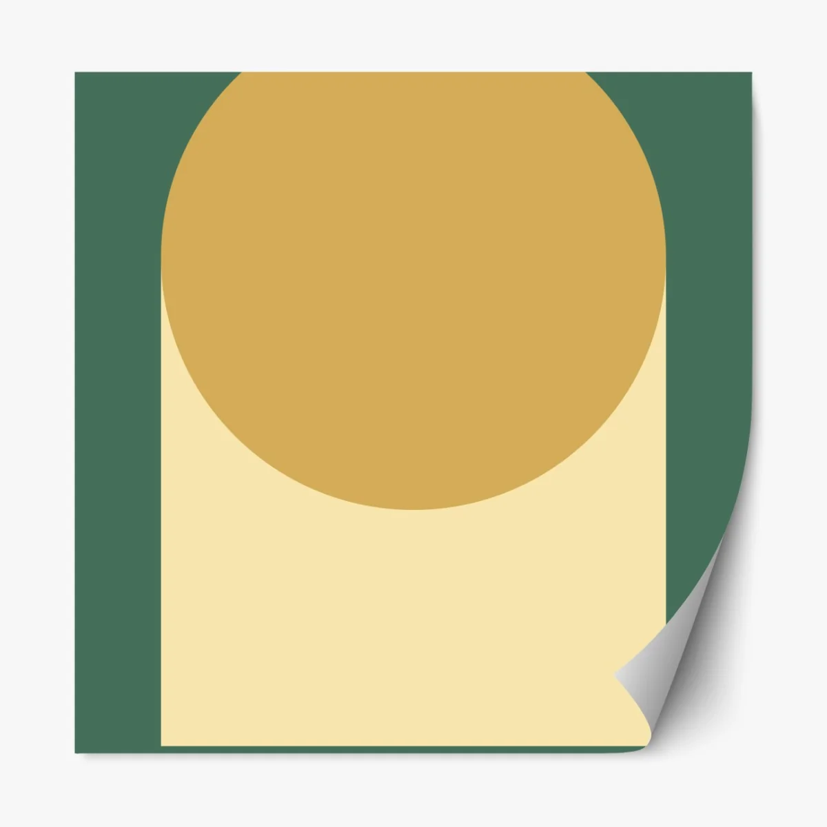 Naklejka repozycjonowalna złote słońce nad geometrycznym blokiem – Wallissimo® Naklejka repozycjonowalna złote słońce nad geometrycznym blokiem – Wallissimo®