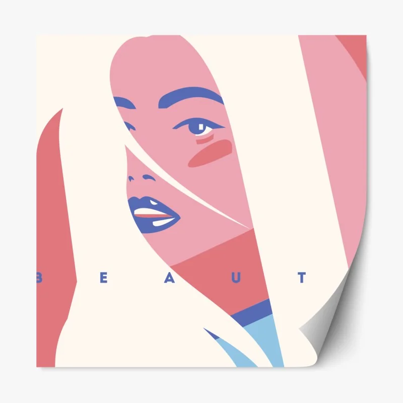 Naklejka repozycjonowalna pastelowy pop-artowy portret piękna