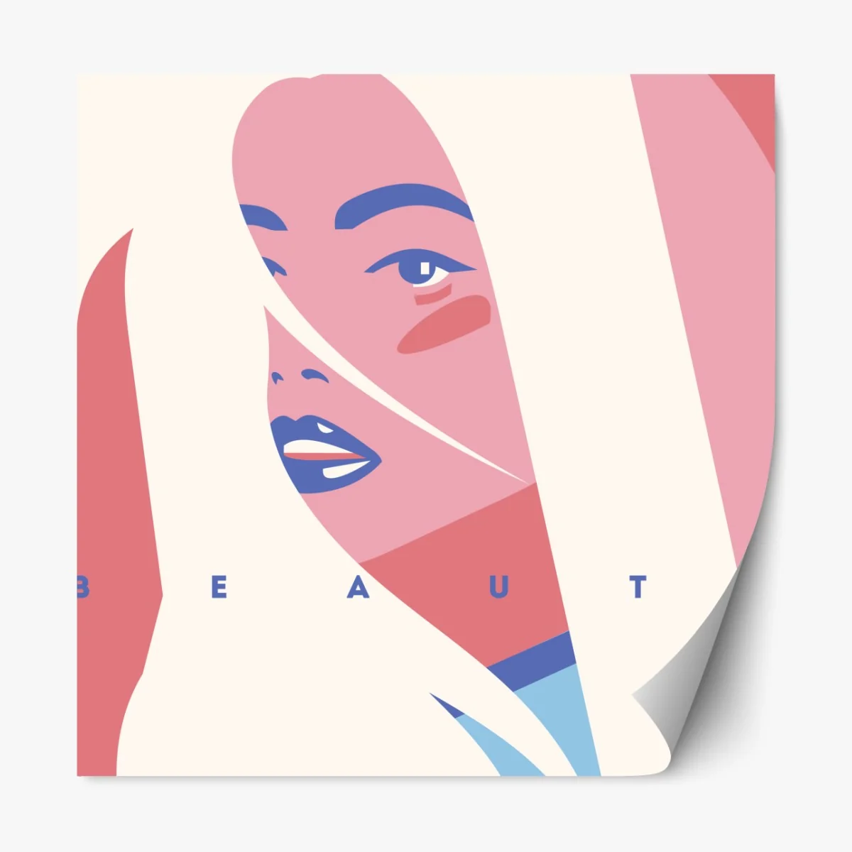 Naklejka repozycjonowalna pastelowy pop-artowy portret piękna – Wallissimo® Naklejka repozycjonowalna pastelowy pop-artowy portret piękna – Wallissimo®