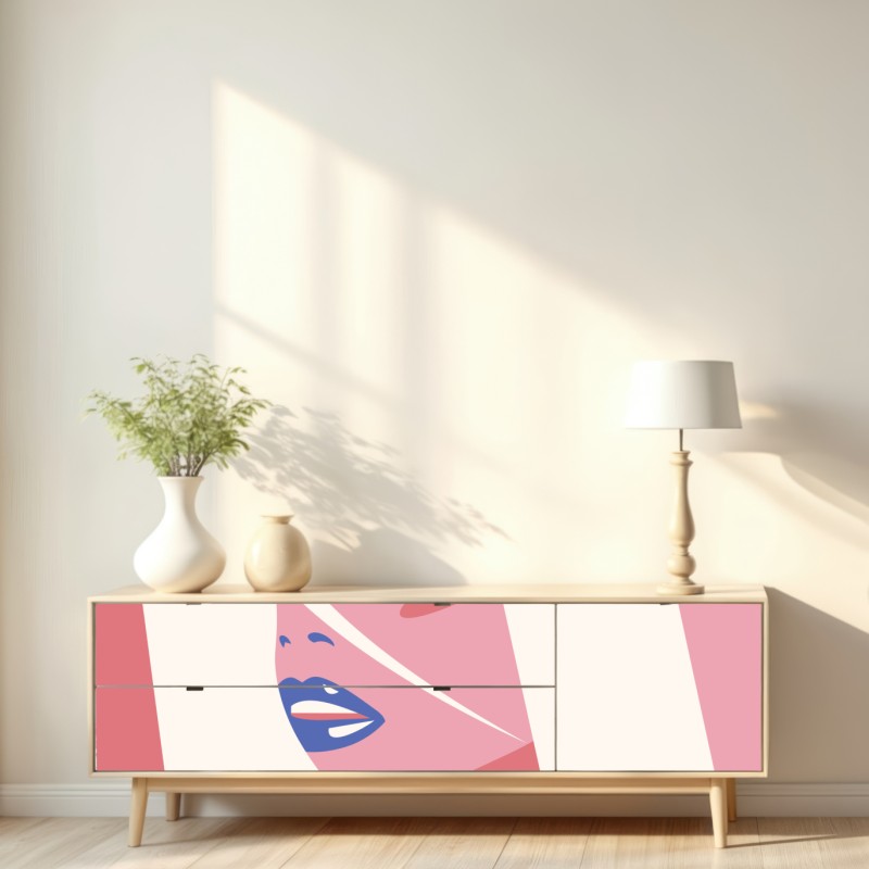 Naklejka repozycjonowalna pastelowy pop-artowy portret piękna – Wallissimo® Naklejka repozycjonowalna pastelowy pop-artowy portret piękna – Wallissimo®