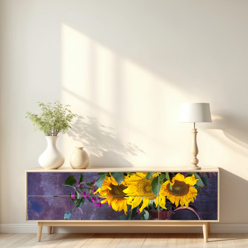 Naklejka repozycjonowalna słoneczniki i gruszki rustykalna martwa natura – Wallissimo® Naklejka repozycjonowalna słoneczniki i gruszki rustykalna martwa natura – Wallissimo®