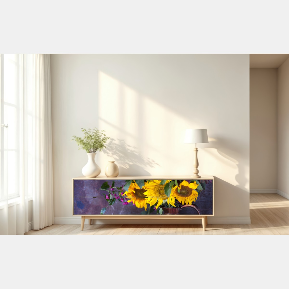 Naklejka repozycjonowalna słoneczniki i gruszki rustykalna martwa natura – Wallissimo® Naklejka repozycjonowalna słoneczniki i gruszki rustykalna martwa natura – Wallissimo®