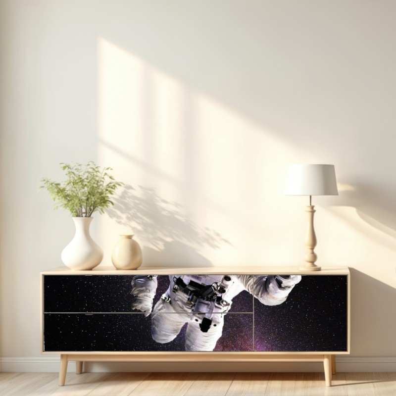 Naklejka repozycjonowalna astronauta nad Ziemią i galaktyką – Wallissimo® Naklejka repozycjonowalna astronauta nad Ziemią i galaktyką – Wallissimo®