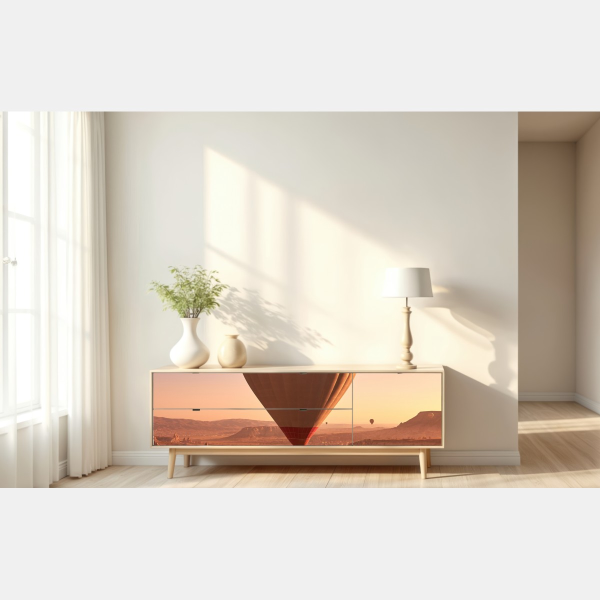 Naklejka repozycjonowalna balon nad Kapadocją o wschodzie słońca – Wallissimo® Naklejka repozycjonowalna balon nad Kapadocją o wschodzie słońca – Wallissimo®