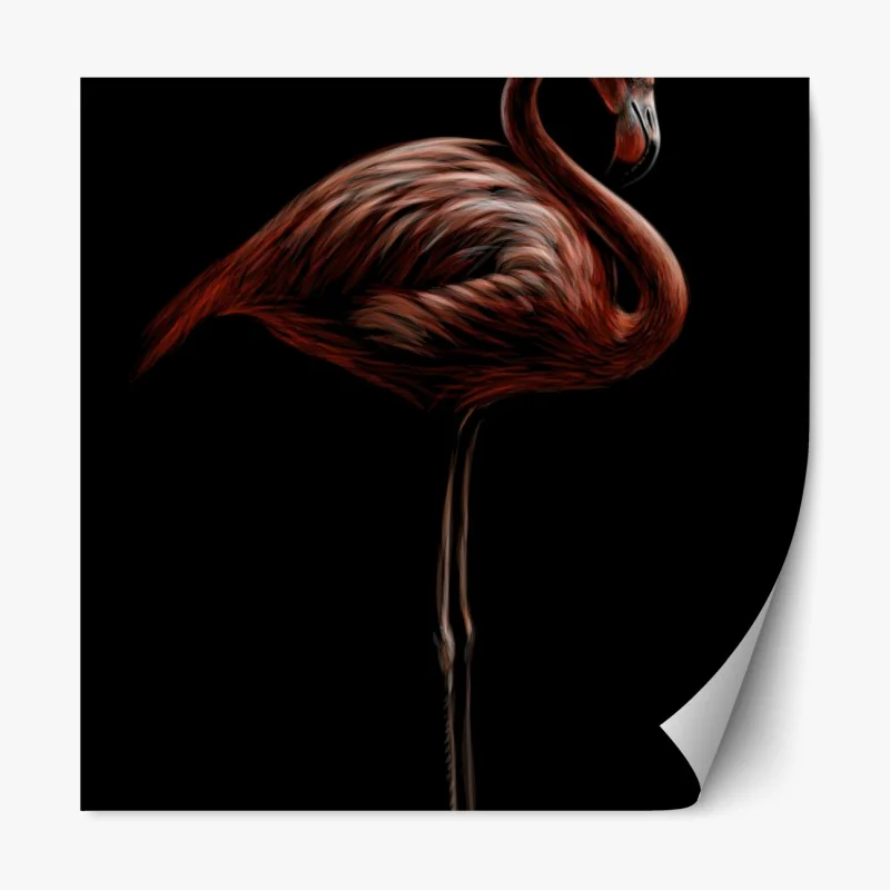 Naklejka repozycjonowalna elegancki czerwony flaming na czarnym tle
