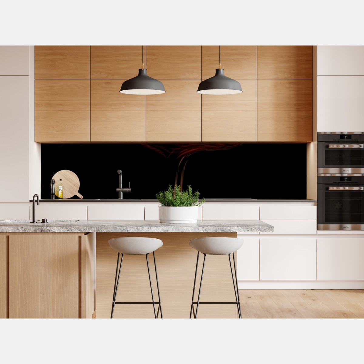 Naklejka repozycjonowalna elegancki czerwony flaming na czarnym tle – Wallissimo® Naklejka repozycjonowalna elegancki czerwony flaming na czarnym tle – Wallissimo®