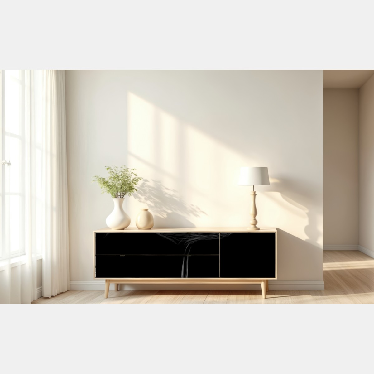 Naklejka repozycjonowalna grafika flaminga w odcieniach szarości – Wallissimo® Naklejka repozycjonowalna grafika flaminga w odcieniach szarości – Wallissimo®