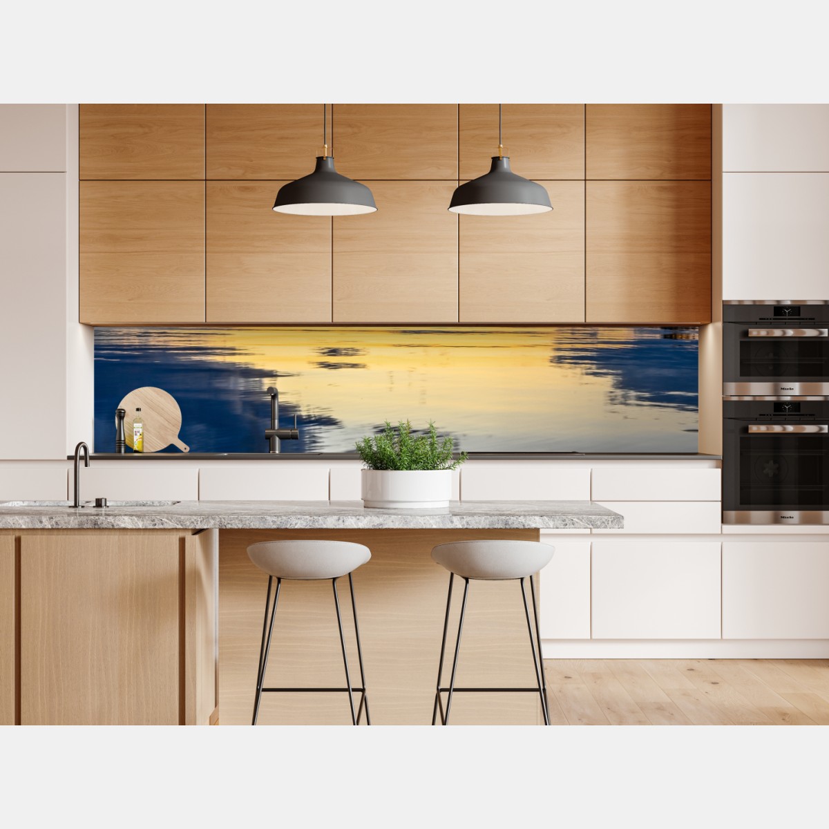 Naklejka repozycjonowalna spokojne nadmorskie odbicie zachodu słońca – Wallissimo® Naklejka repozycjonowalna spokojne nadmorskie odbicie zachodu słońca – Wallissimo®