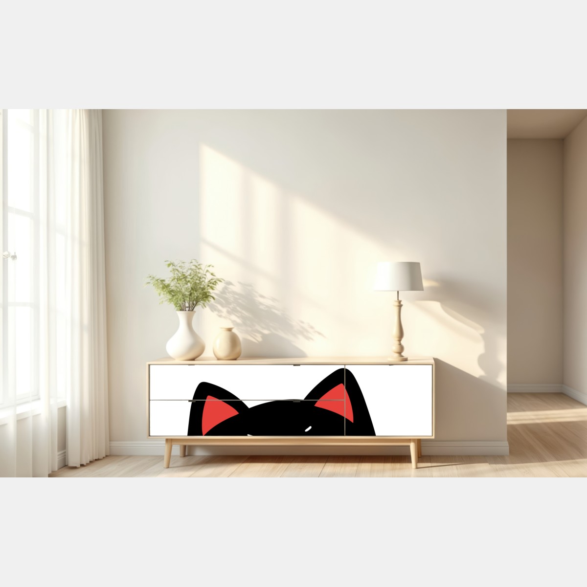 Naklejka repozycjonowalna zuchwały czarny kot z charakterem – Wallissimo® Naklejka repozycjonowalna zuchwały czarny kot z charakterem – Wallissimo®