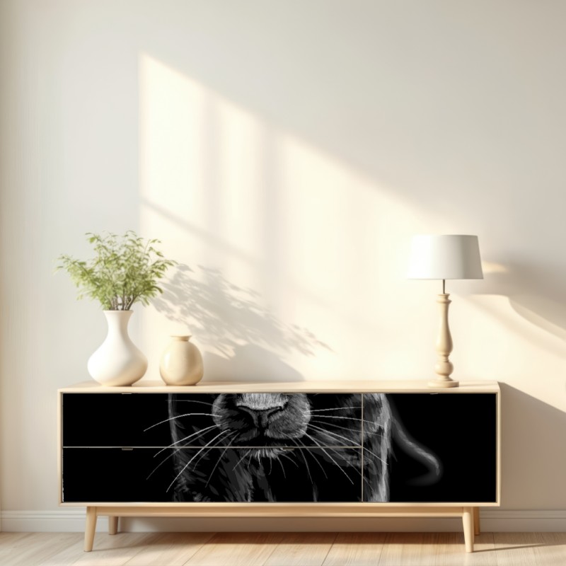 Naklejka repozycjonowalna krocząca czarna pantera ilustracja – Wallissimo® Naklejka repozycjonowalna krocząca czarna pantera ilustracja – Wallissimo®