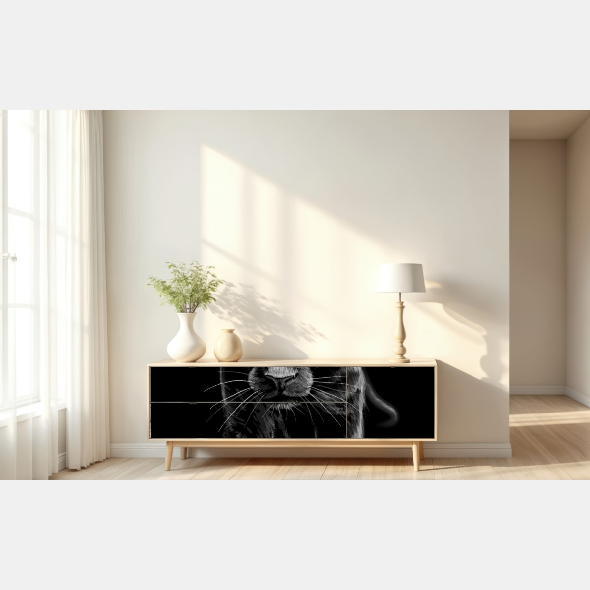 Naklejka repozycjonowalna krocząca czarna pantera ilustracja – Wallissimo® Naklejka repozycjonowalna krocząca czarna pantera ilustracja – Wallissimo®