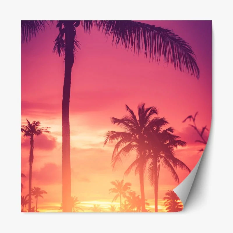 Naklejka repozycjonowalna tropikalny zachód słońca z palmami