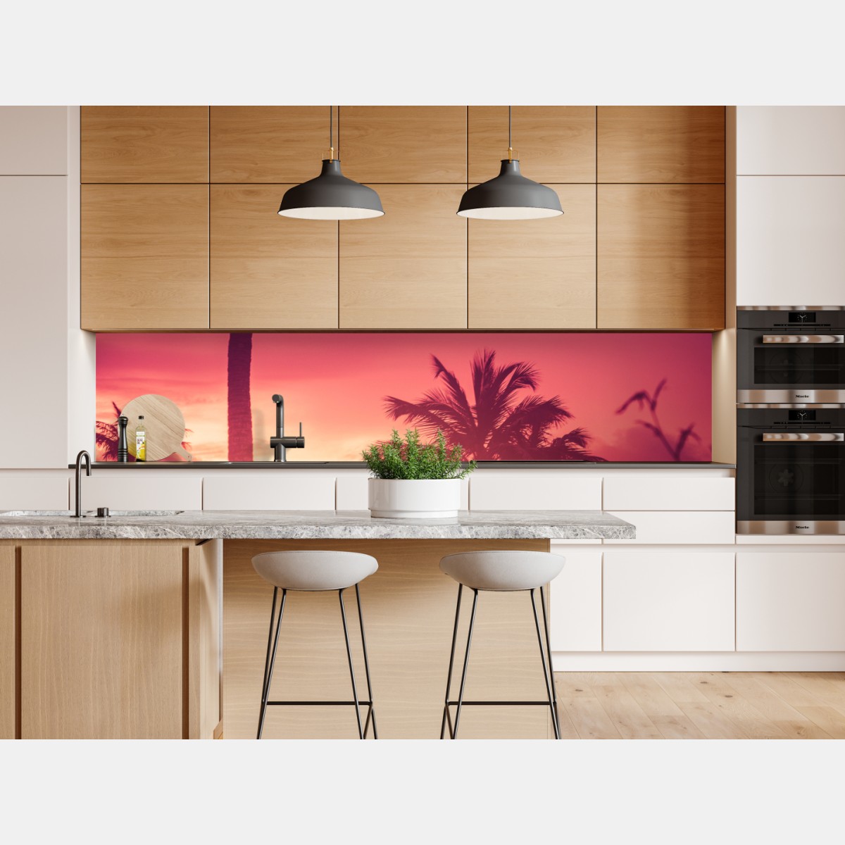 Naklejka repozycjonowalna tropikalny zachód słońca z palmami – Wallissimo® Naklejka repozycjonowalna tropikalny zachód słońca z palmami – Wallissimo®