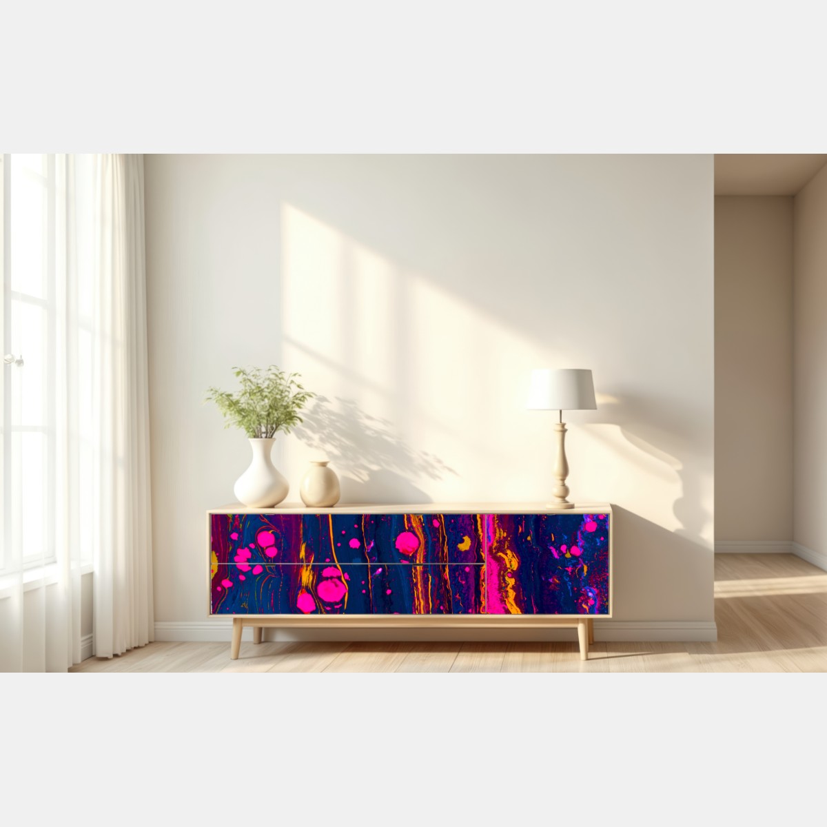 Naklejka repozycjonowalna neonowa marmurkowa grafika abstrakcyjna – Wallissimo® Naklejka repozycjonowalna neonowa marmurkowa grafika abstrakcyjna – Wallissimo®