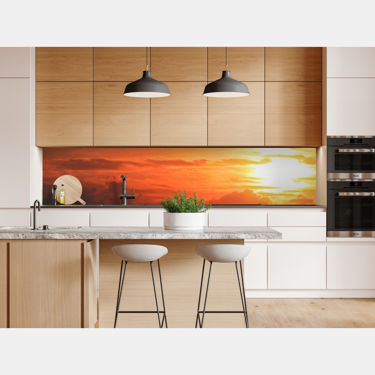 Naklejka repozycjonowalna tropikalny zachód słońca nad morzem – Wallissimo® Naklejka repozycjonowalna tropikalny zachód słońca nad morzem – Wallissimo®