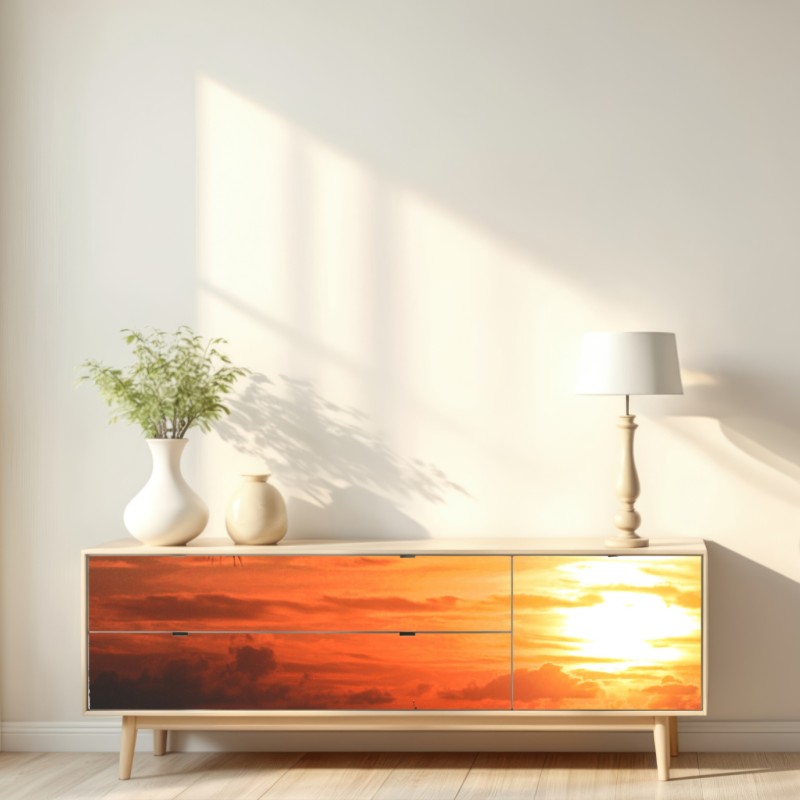 Naklejka repozycjonowalna tropikalny zachód słońca nad morzem – Wallissimo® Naklejka repozycjonowalna tropikalny zachód słońca nad morzem – Wallissimo®