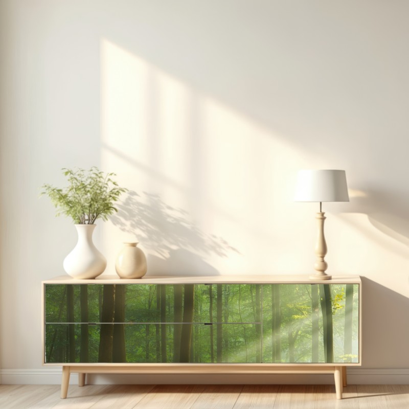 Naklejka repozycjonowalna poranne światło w lesie – Wallissimo® Naklejka repozycjonowalna poranne światło w lesie – Wallissimo®