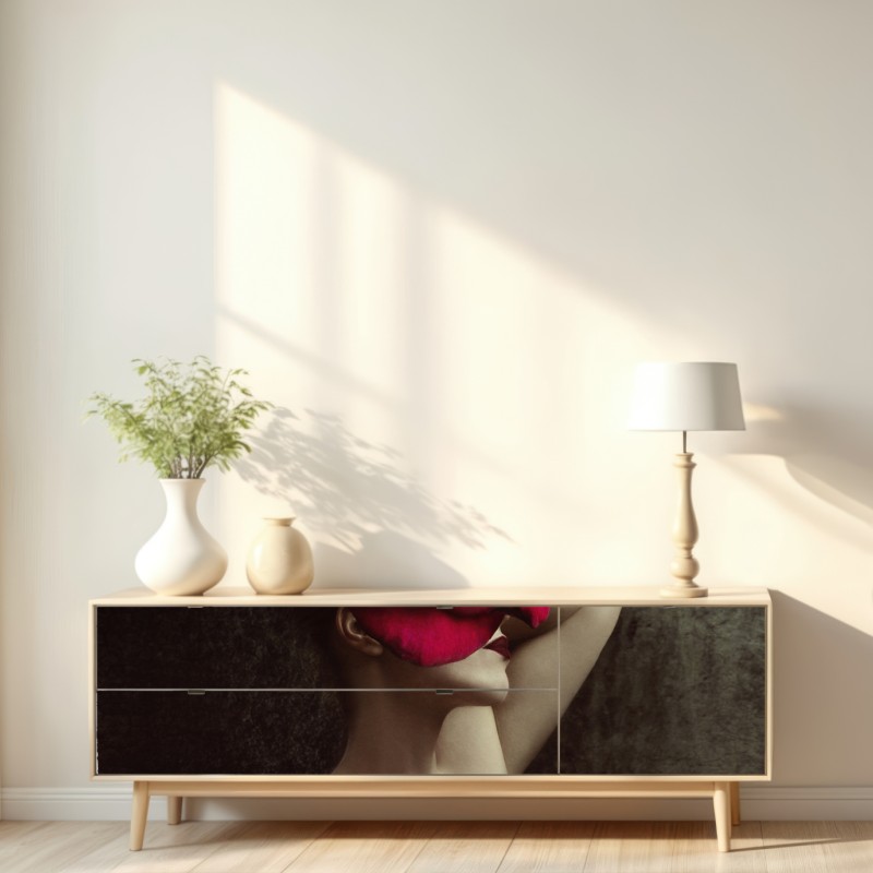 Naklejka repozycjonowalna kobieta z głową z róży surrealistyczny portret – Wallissimo® Naklejka repozycjonowalna kobieta z głową z róży surrealistyczny portret – Wallissimo®