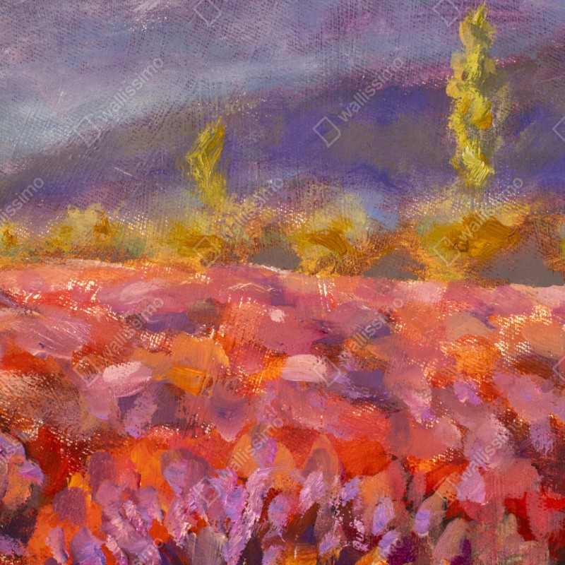 Naklejka repozycjonowalna Prowansja pole lawendy obraz olejny – Wallissimo® Naklejka repozycjonowalna Prowansja pole lawendy obraz olejny – Wallissimo®