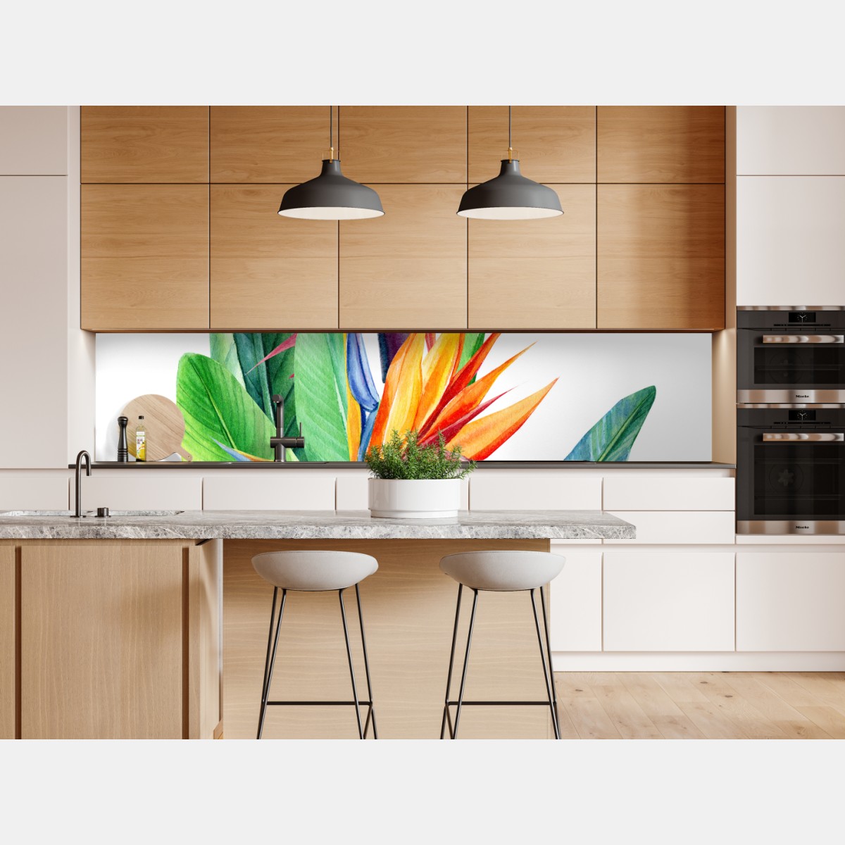 Naklejka repozycjonowalna żywa strelicja akwarelowa ilustracja botaniczna – Wallissimo® Naklejka repozycjonowalna żywa strelicja akwarelowa ilustracja botaniczna – Wallissimo®