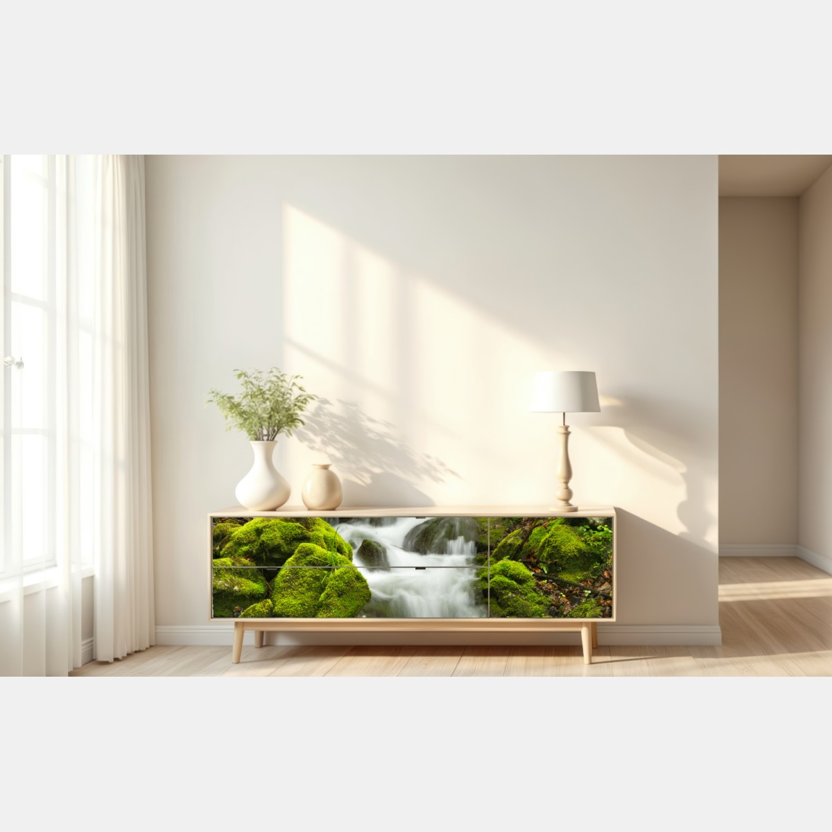 Naklejka repozycjonowalna mechowy wodospad – Wallissimo® Naklejka repozycjonowalna mechowy wodospad – Wallissimo®