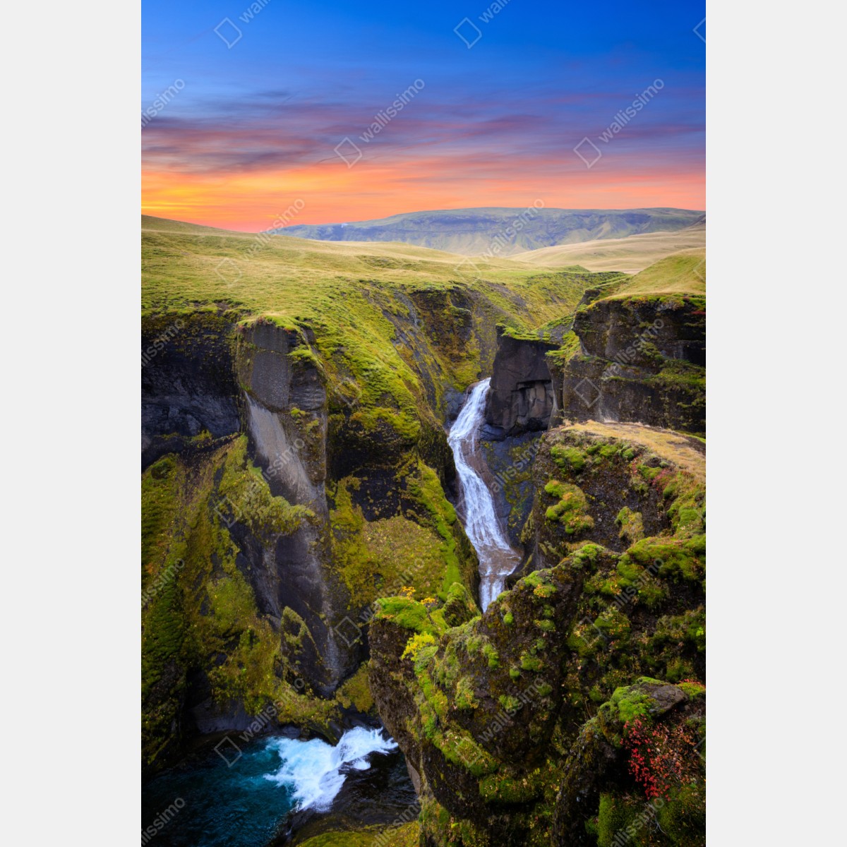 Naklejka repozycjonowalna Fjadrargljufur kanion o zachodzie słońca – Wallissimo® Naklejka repozycjonowalna Fjadrargljufur kanion o zachodzie słońca – Wallissimo®