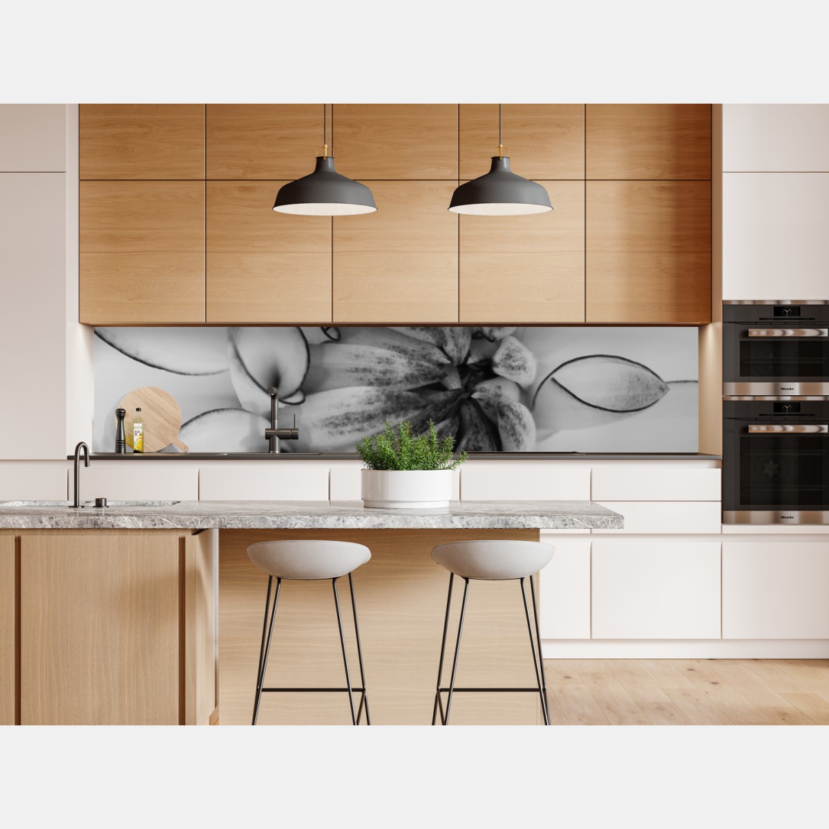 Naklejka repozycjonowalna monochromatyczne zbliżenie dalii – Wallissimo® Naklejka repozycjonowalna monochromatyczne zbliżenie dalii – Wallissimo®