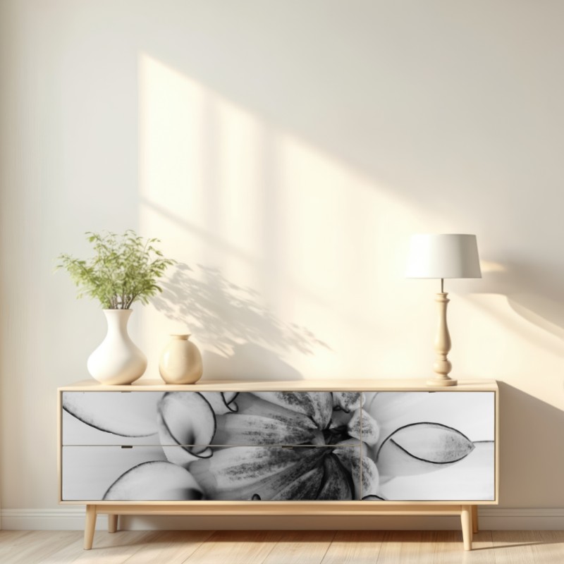 Naklejka repozycjonowalna monochromatyczne zbliżenie dalii – Wallissimo® Naklejka repozycjonowalna monochromatyczne zbliżenie dalii – Wallissimo®