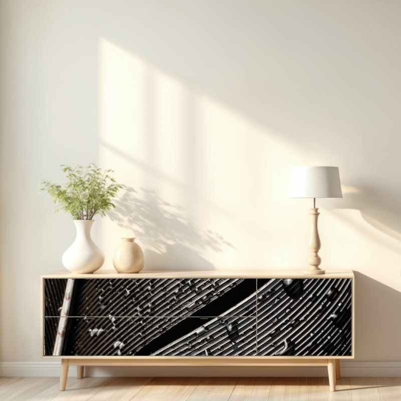 Naklejka repozycjonowalna czarno-białe pióro z kroplami wody – Wallissimo® Naklejka repozycjonowalna czarno-białe pióro z kroplami wody – Wallissimo®