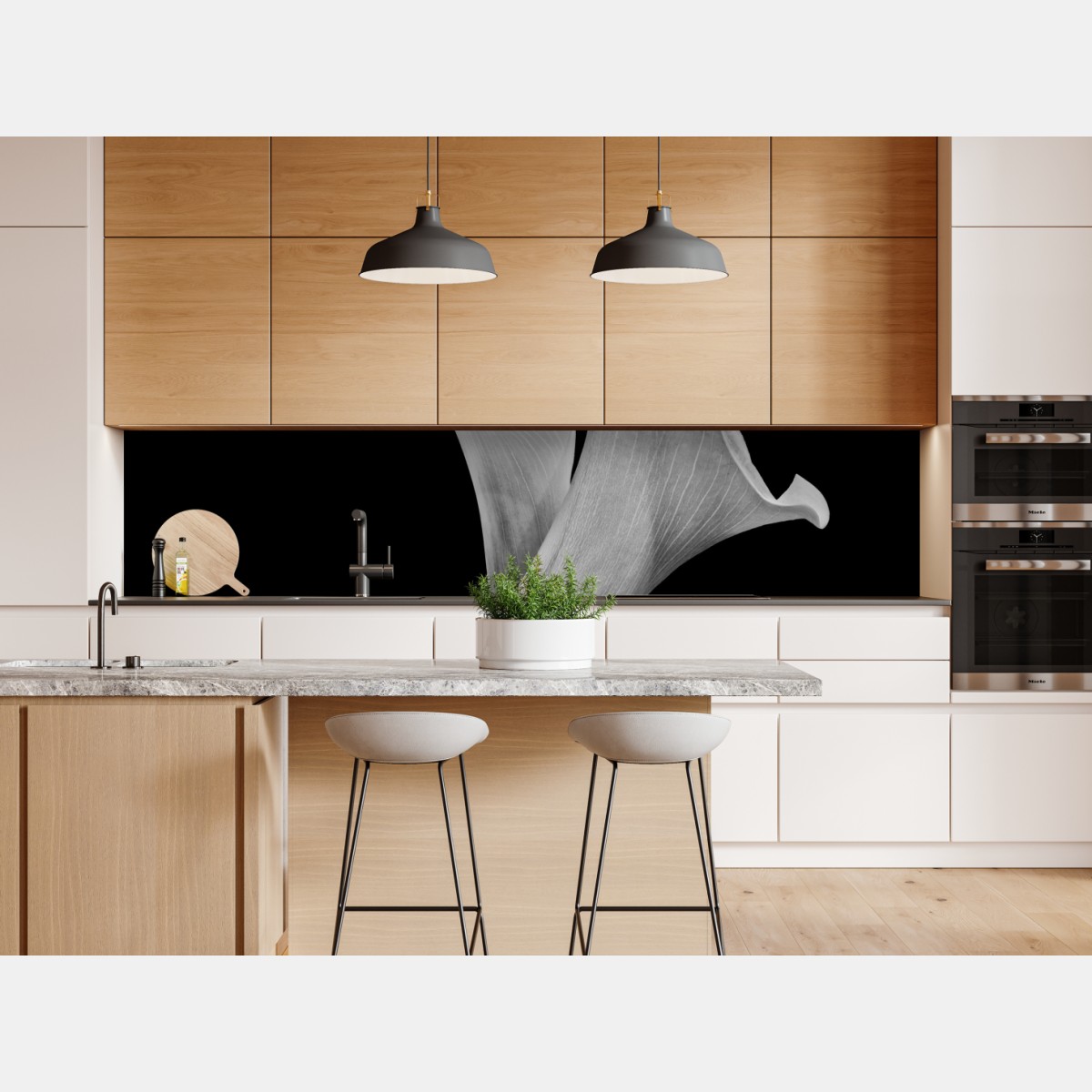 Naklejka repozycjonowalna eleganckie kalie w monochromie – Wallissimo® Naklejka repozycjonowalna eleganckie kalie w monochromie – Wallissimo®