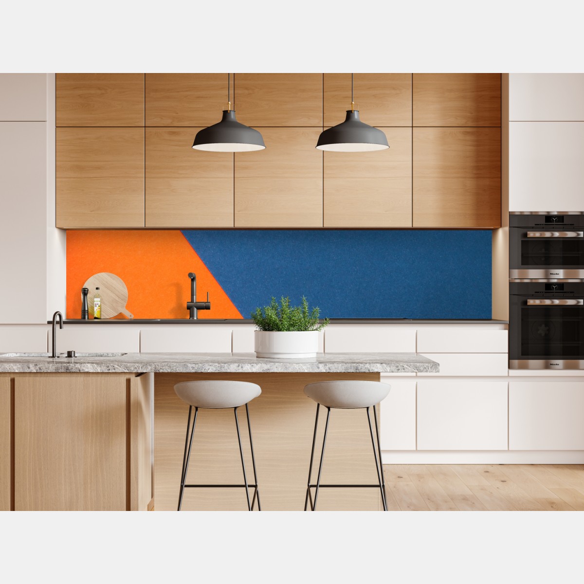 Naklejka repozycjonowalna odważna kompozycja geometryczna w niebieskim i pomarańczowym – Wallissimo® Naklejka repozycjonowalna odważna kompozycja geometryczna w niebieskim i pomarańczowym – Wallissimo®